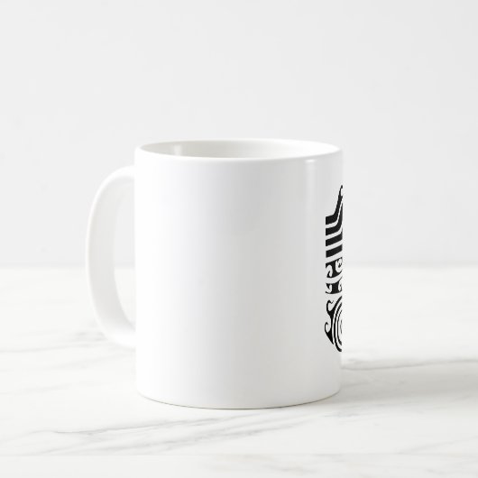 白黒マオリの入れ墨- コーヒーマグカップ (正面左)