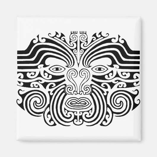 白黒マオリの入れ墨- マグネット (正面)