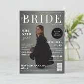 白黒マガジンカバーフォトブライダルシャワー 招待状 (スタンド正面)