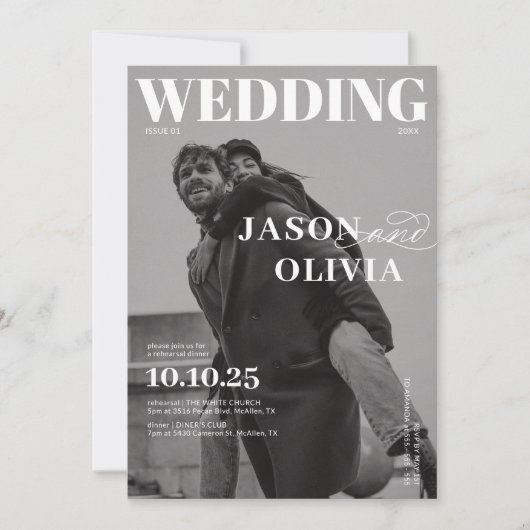 白黒マガジンカバーリハーサルディナー 招待状 (正面)