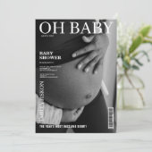 白黒マガジンカバー写真ベビーシャワー 招待状 (スタンド正面)