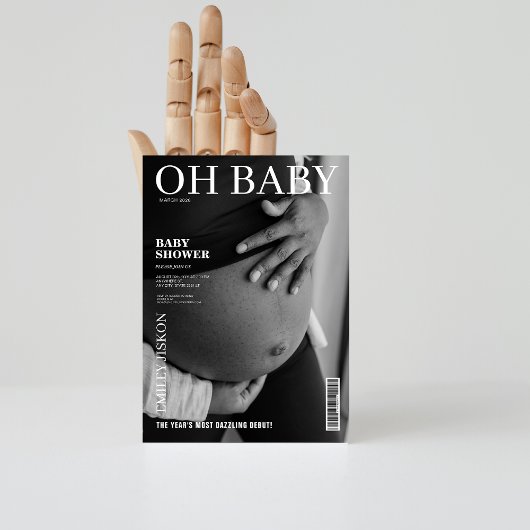 白黒マガジンカバー写真ベビーシャワー 招待状