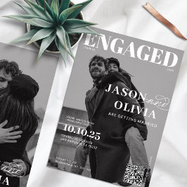 白黒マガジンカバー婚約パーティ 招待状