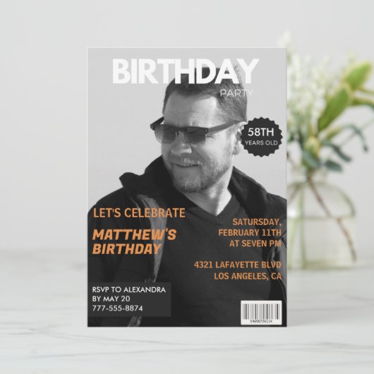 白黒マガジン編集長58歳の誕生日 招待状 (スタンド正面)