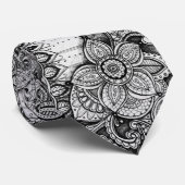白黒マクシマリストペイズリーフローラガーデン ネクタイ (ロール)