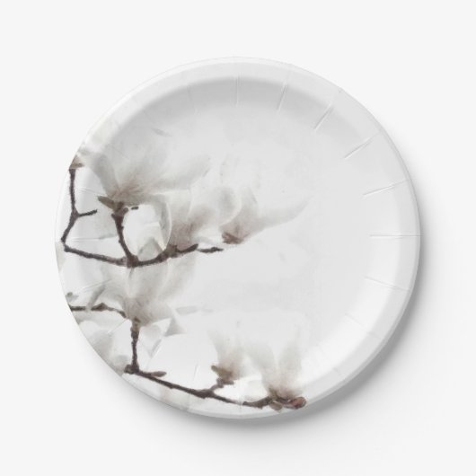 白黒マグエレガントノリアフローラ水彩 ペーパープレート (正面)