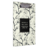 白黒マグノリアエレガント植物学 クリップボード (右)