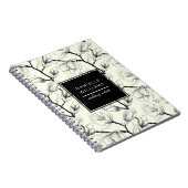 白黒マグノリアエレガント植物学 ノートブック (右側)