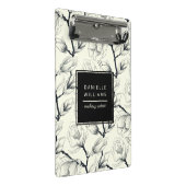 白黒マグノリアエレガント植物学 ミニクリップボード (アングル)