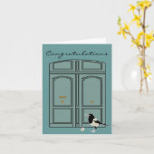 白黒マグピーターコイズドフランスのア カード (黄色い花)