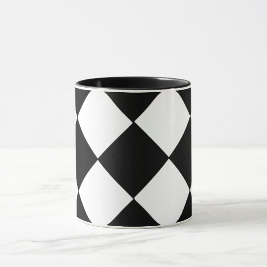白黒マグ市松模様にラフ マグカップ (中央)