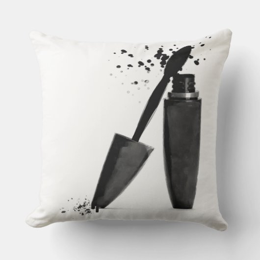 白黒マスカラ化粧美しいファッション クッション (正面)