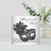 白黒マスカレードパーティの招待状 招待状 (スタンド正面)