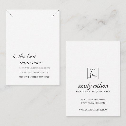 白黒マミニマルムギフトネックレス表示カード プレイスカード (正面/裏面)