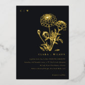 白黒マリゴールドフローラ結婚スケッチ 箔招待状 (正面)