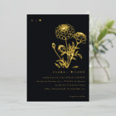 白黒マリゴールドフローラ結婚スケッチ 箔招待状 (立ち正面)