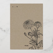 白黒マリゴールドフローラ結婚スケッチ 箔招待状 (裏面)