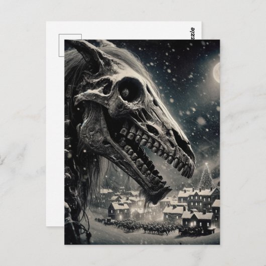 白黒マリルウィドスケルトンクリスマス ポストカード (正面/裏面)