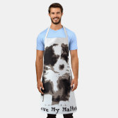 白黒マルチーズ子犬 エプロン (着用した状態)