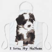 白黒マルチーズ子犬 エプロン (正面)