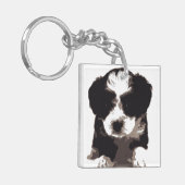 白黒マルチーズ子犬 キーホルダー (正面左)