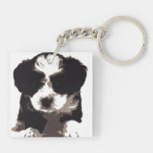 白黒マルチーズ子犬 キーホルダー (裏面)