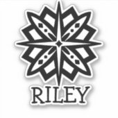 白黒マンダラと名前パーソナライズされたStic シール (正面)