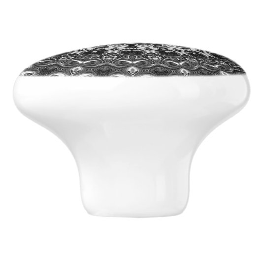 白黒マンダラジオメトリックデザイン セラミックノブ (側面)
