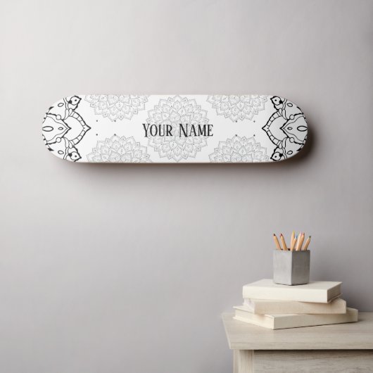 白黒マンダラスケートボード スケートボード (ウォールアート (横))