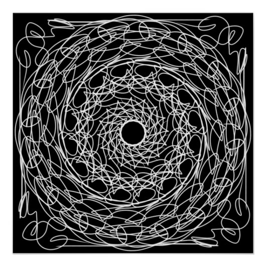 白黒マンダラデザイン ポスター (正面)