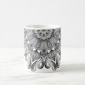 白黒マンダラトリップ(幻覚体験)のようなヒッピサイケデリックー コーヒーマグカップ (中央)