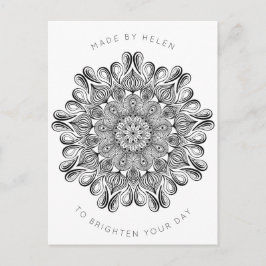 白黒マンダラトリップ（幻覚体験）のようなヒッピサイケデリックー ポストカード