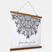 白黒マンダラトリップ(幻覚体験)のようなヒッピサイケデリックー 吊り下げ型タペストリー (傾斜あり)