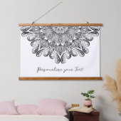 白黒マンダラトリップ(幻覚体験)のようなヒッピサイケデリックー 吊り下げ型タペストリー (寝室)