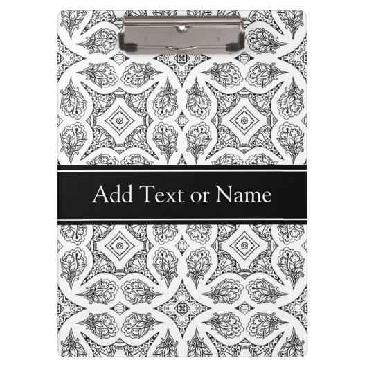 白黒マンダラパーソナライズされた禅 クリップボード (正面)