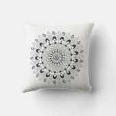 白黒マンダラフラワーデザイン装飾用クッション クッション (裏面)