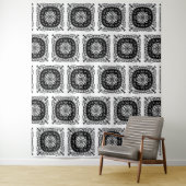 白黒マンダラフローラルパターンタペストリー タペストリー (インサイチュ)