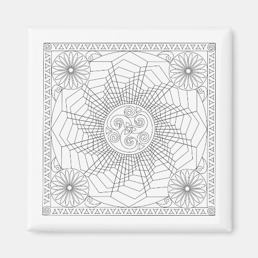 白黒マンダラホイール – カラーリングカードN マグネット (正面)