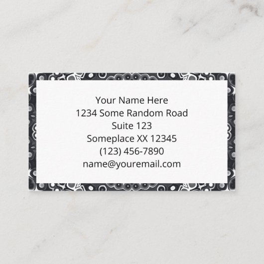 白黒マンダラ万華鏡のように千変万化するパターンメダリオン 名刺 (裏面)