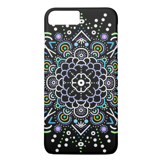 白黒マンダラ抽象芸術 カラフル Case-Mate iPhoneケース (裏面)