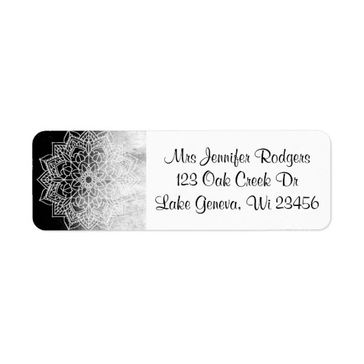 白黒マンダラ抽象芸術 ラベル (正面)