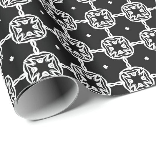 白黒マンダラ線パターン10 ラッピングペーパー (ロールコーナー)