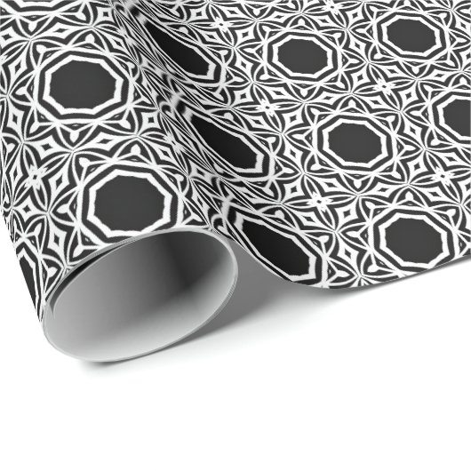 白黒マンダラ線パターン1 ラッピングペーパー (ロールコーナー)