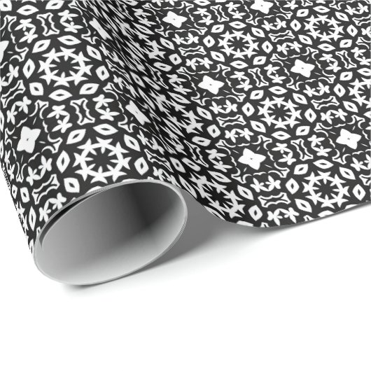 白黒マンダラ線パターン2 ラッピングペーパー (ロールコーナー)