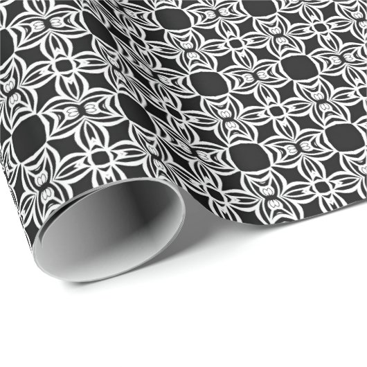 白黒マンダラ線パターン6 ラッピングペーパー (ロールコーナー)