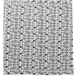 白黒マンダラ シャワーカーテン