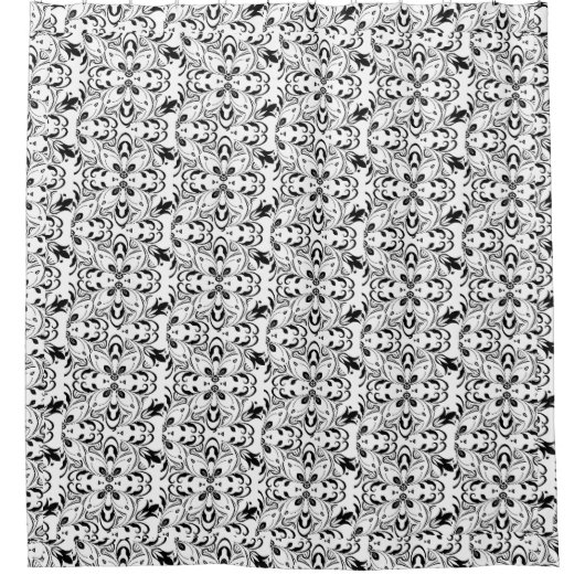 白黒マンダラ シャワーカーテン (正面)