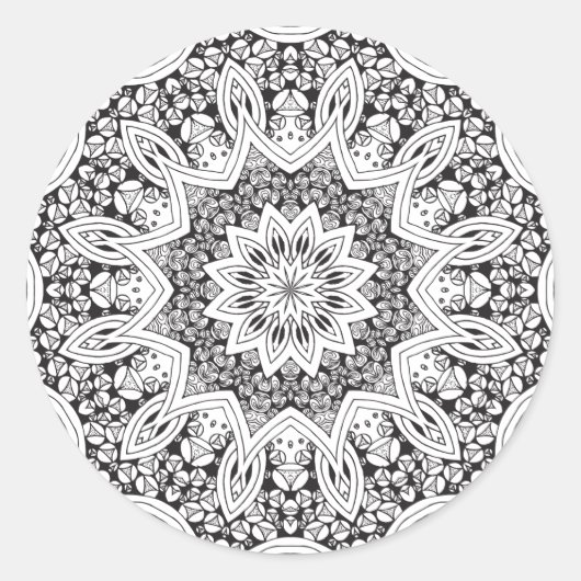 白黒マンダラ ラウンドシール (正面)