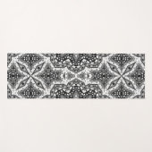 白黒マンダラ、万華鏡のように千変万化するパターン、ラウンドオーナメント ヨガマット (正面(横))