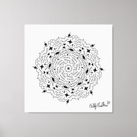 白黒マンデラ キャンバスプリント (正面)